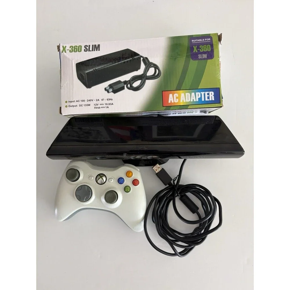 Xbox 360 S Slim 1439 Bundle 2 Controllers Kinect 10 Games Tested Working Console